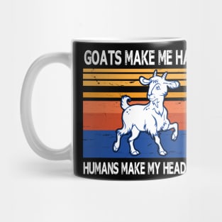 Goats Make Me Happy Humans Make My Head Hurt Summer Holidays Christmas In July Vintage Retro Mug